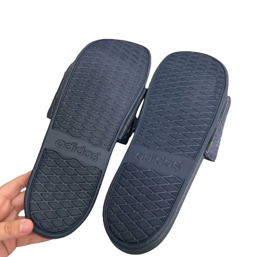 Adidas Adilette Comfort Slide Sandal Denim Navy Blue Men's Size 18